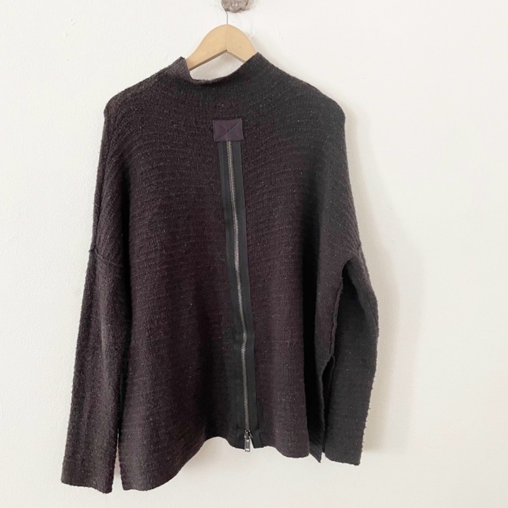 Free People Arctic Fox Wool-Blend Sweater medium zip back wool linen blend - Picture 5 of 9